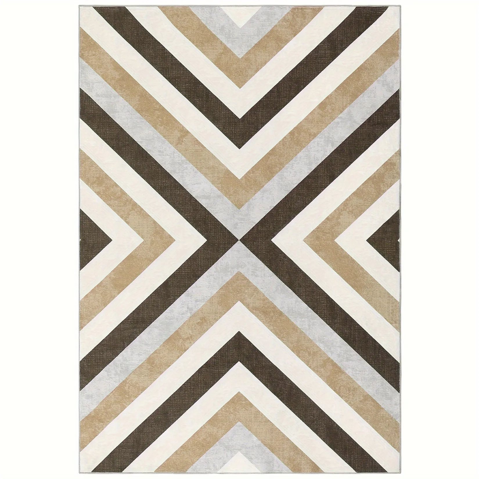 1 PC Modern Area Rug Large Living Room Rug Washable Rug Stain Resistant Easy Cleaning Indoor Carpet Non Slip Non Shedding Area Rug Low Pile Soft Floor Cover Folding Area Rug For Bedroom Dining Room Office, Brown
