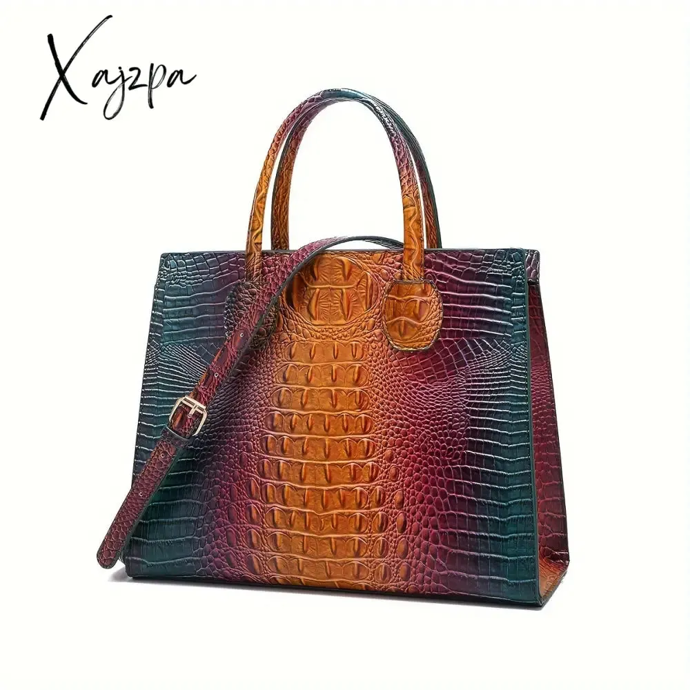 3-Piece Crocodile Print Handbag Set - Fashionable Vintage Style, Multi-Functional Top Handle Crossbody, Business Clutch & Coin Purse - Spacious, Secure, Ideal for Everyday Chic