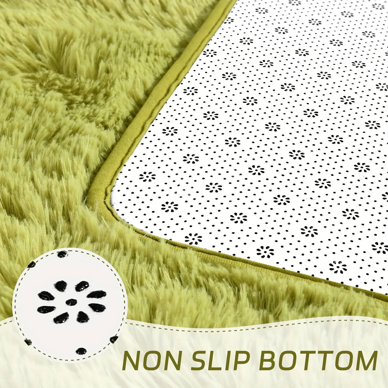 5x8 Feet Large Soft Fluffy Green Grass Shag Carpet, Non-Slip Plush Indoor Carpet for Bedroom, Living Room, Dormitory Home Decor