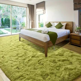5x8 Feet Large Soft Fluffy Green Grass Shag Carpet, Non-Slip Plush Indoor Carpet for Bedroom, Living Room, Dormitory Home Decor