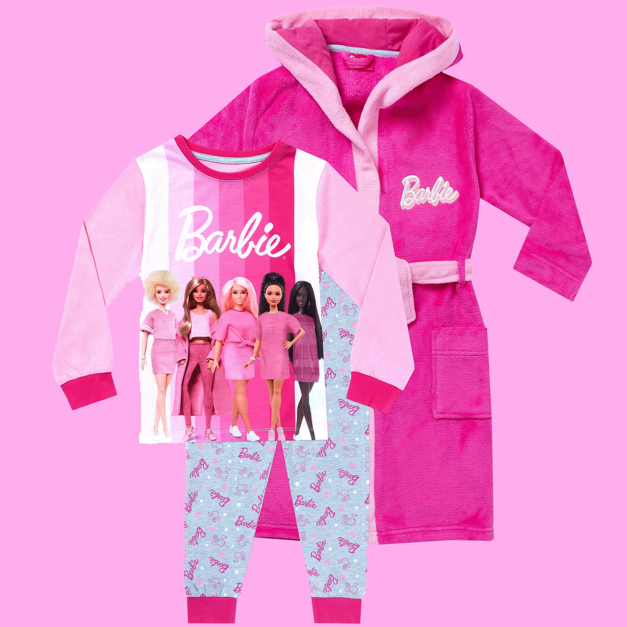 Barbie Pyjamas and Dressing Gown Set