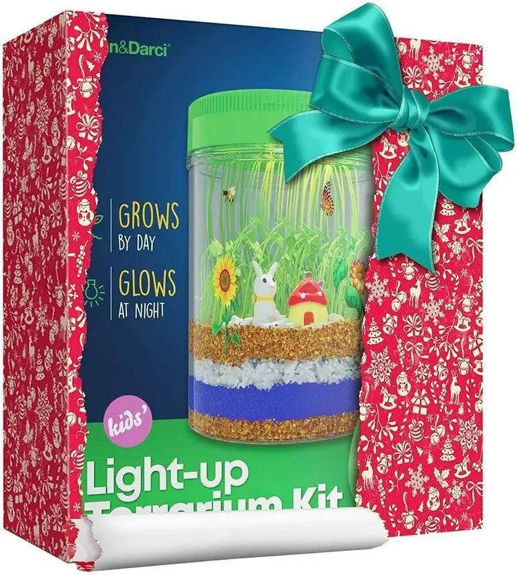 Dan&Darci Light-up Terrarium Kit for Kids with LED Light on Lid