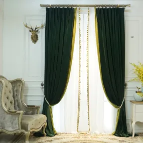 Elegant Velvet Blackout Curtains With Tassel Fringe, Solid Color Drapes For Living Room And Bedroom, Hook Type For A Luxurious And Stylish Look