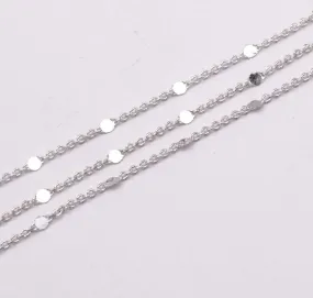 Fancy chain colour silver plated quality -flat coin 2mm (50cm)
