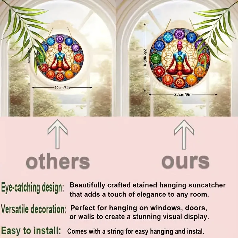 Flat Acrylic - Human Chakras Garden Suncatchers - 22.86cm x 22.86cm
