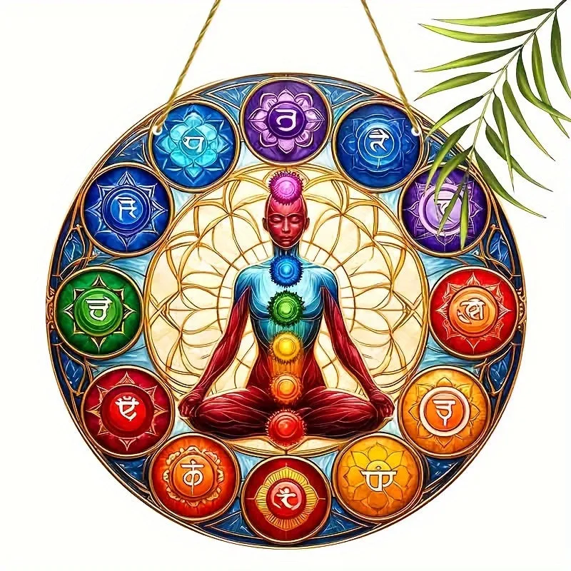 Flat Acrylic - Human Chakras Garden Suncatchers - 22.86cm x 22.86cm