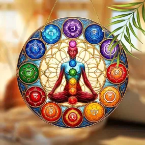Flat Acrylic - Human Chakras Garden Suncatchers - 22.86cm x 22.86cm