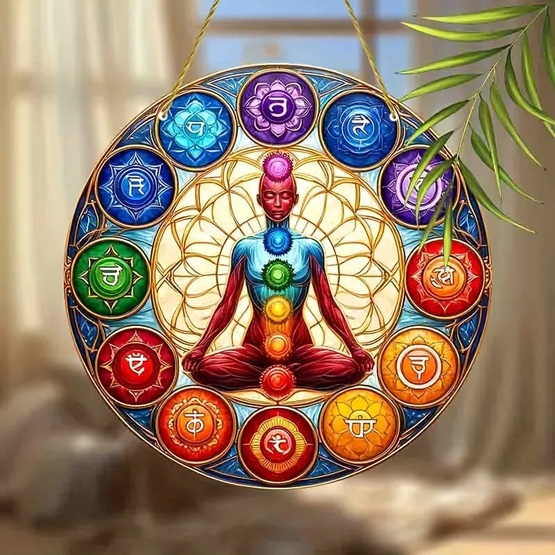 Flat Acrylic - Human Chakras Garden Suncatchers - 22.86cm x 22.86cm