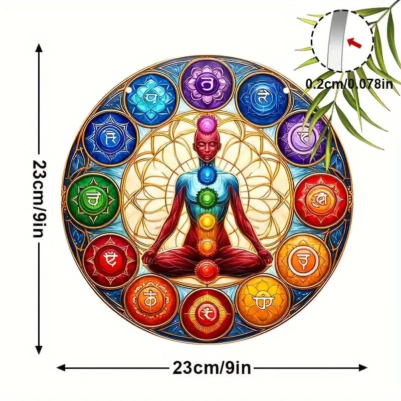 Flat Acrylic - Human Chakras Garden Suncatchers - 22.86cm x 22.86cm