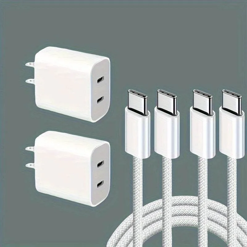For IPhone 15 20W Charger USB C Wall Charger IPad Pro Charger Type C Charger Block 2 Pack With 2 Pack 6FT Cable For IPhone 15/15 Plus/15 Pro/15 Pro Max/iPad Pro/Mini/Air/Air4/AirPods/Samsung
