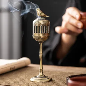 Golden Magpie-Shaped Palace Lantern Incense Burner