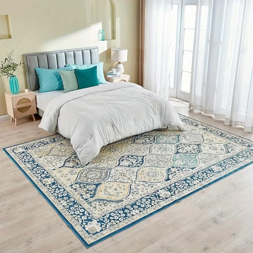 Luxurious Boho Area Rug - Machine Washable, Anti-Slip Backing, Stain Resistant, Large Floor Carpet for Living Room and Bedroom - Soft, Plush, Durable, Easy to Clean, and Versatile Home Decor