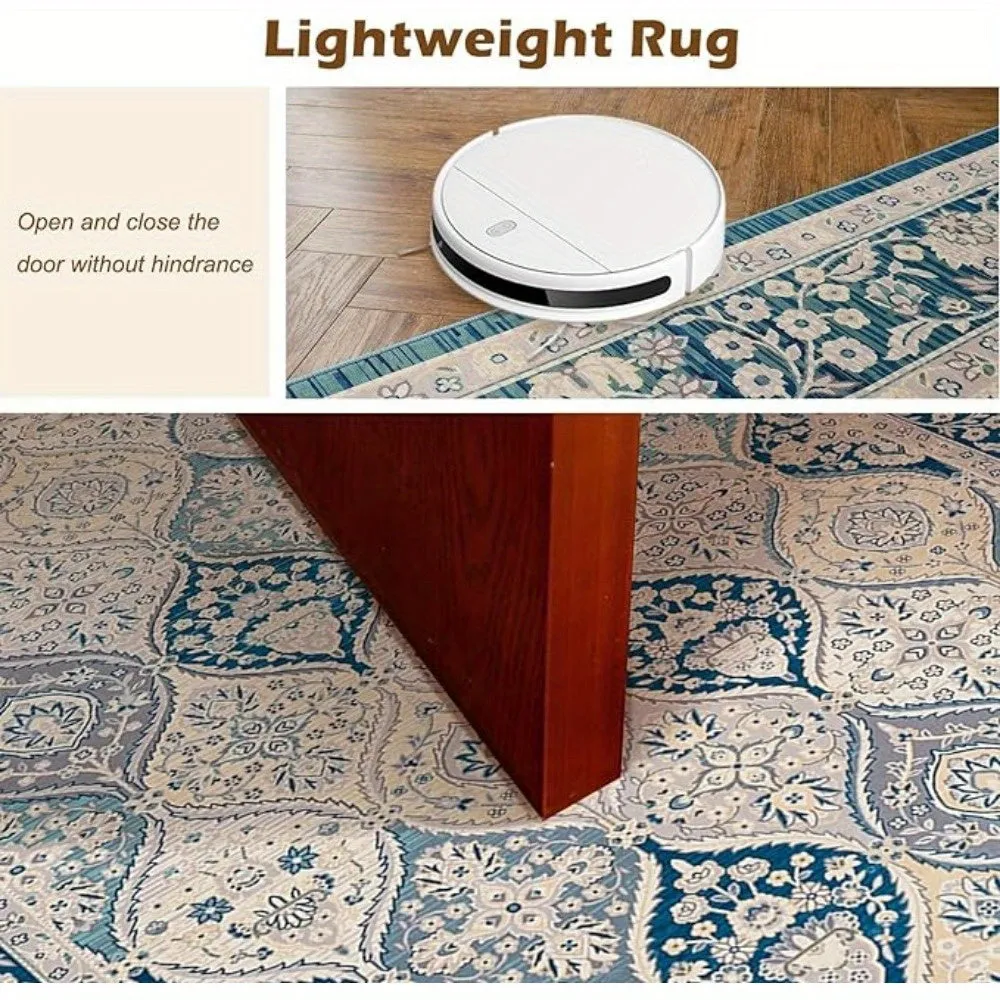 Luxurious Boho Area Rug - Machine Washable, Anti-Slip Backing, Stain Resistant, Large Floor Carpet for Living Room and Bedroom - Soft, Plush, Durable, Easy to Clean, and Versatile Home Decor