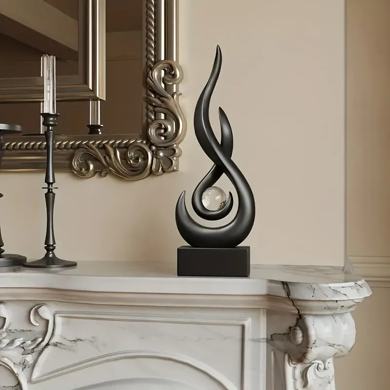 Modern Abstract Flame Glass Ball Sculpture