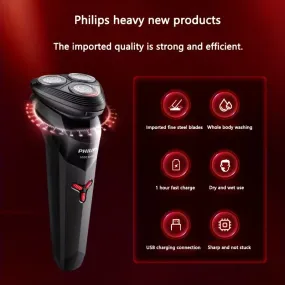 Philips S1113 Men's Electric Shaver - USB Rechargeable, Stainless Steel Blades, Waterproof, 30-45 Min Runtime