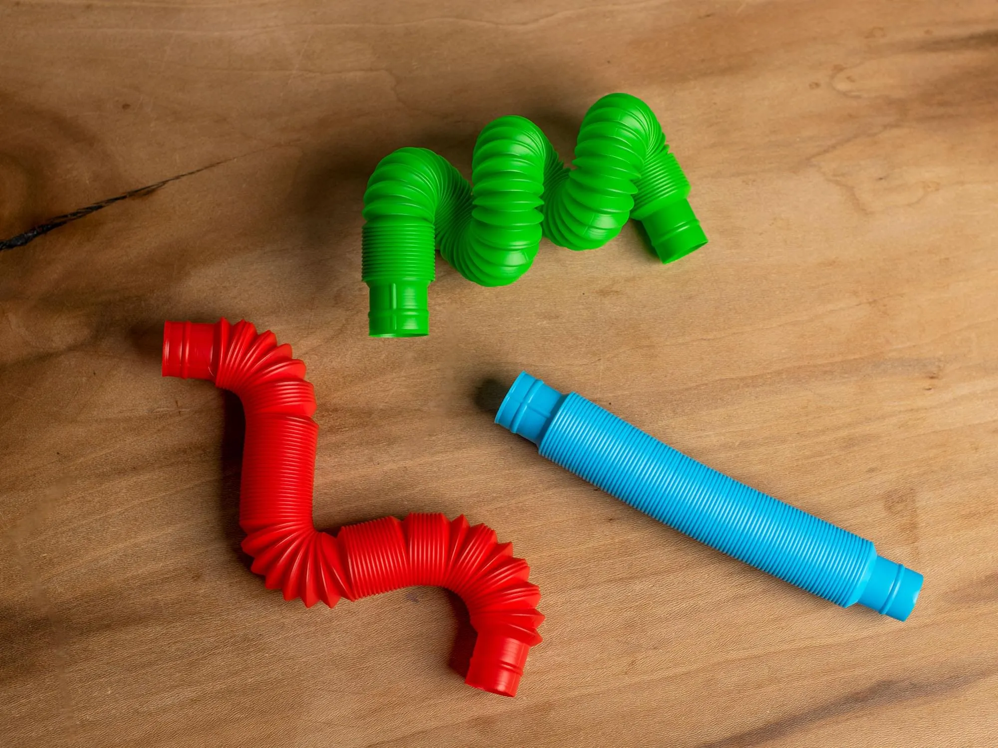 Plastic Sensory Pop Tube Fidget Toys | Set of 3 | Blue, Red, Green