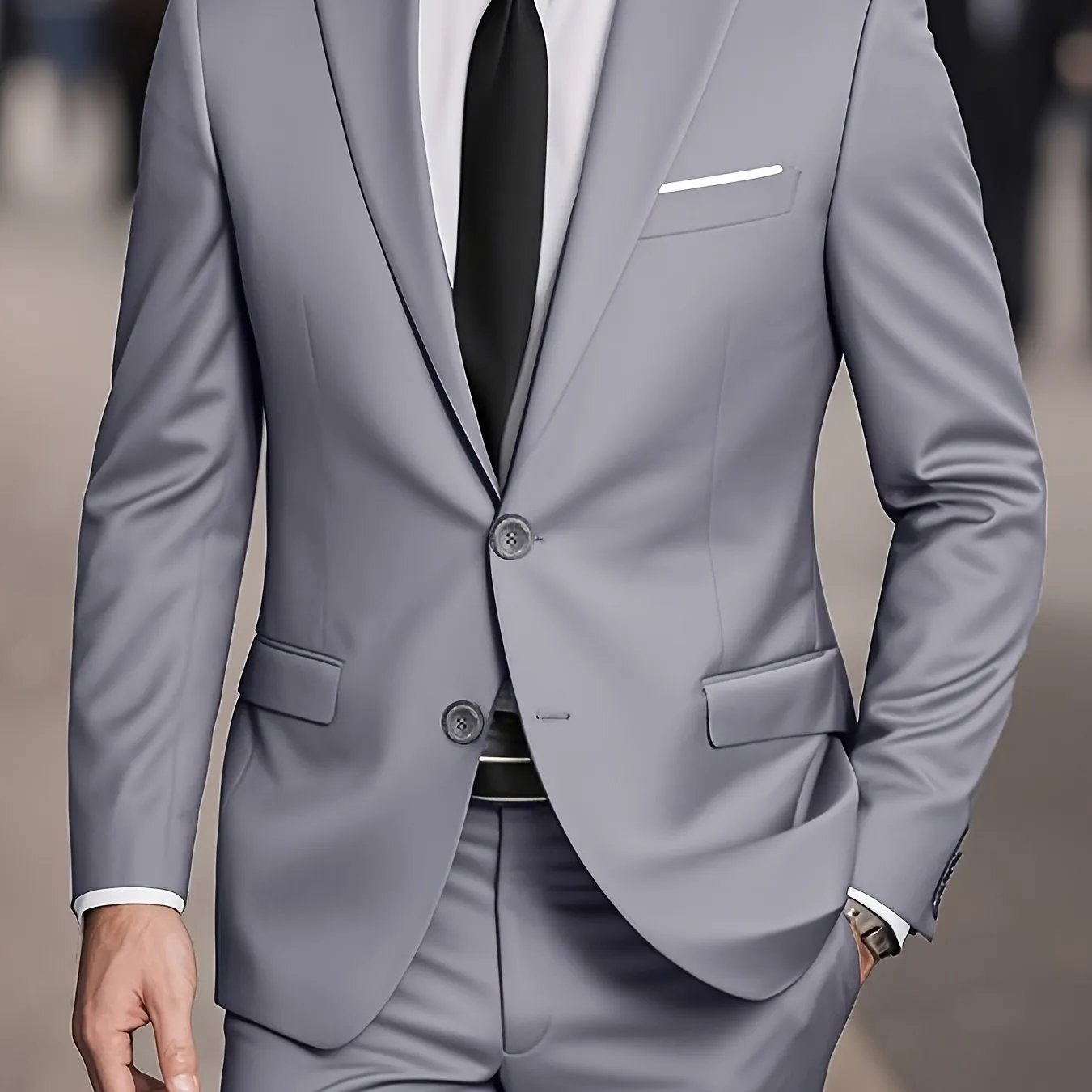 Riolio 2pcs Men's Suit Fashion Set Jacket Suit and Trousers Elegant Business Casual Banquet Party