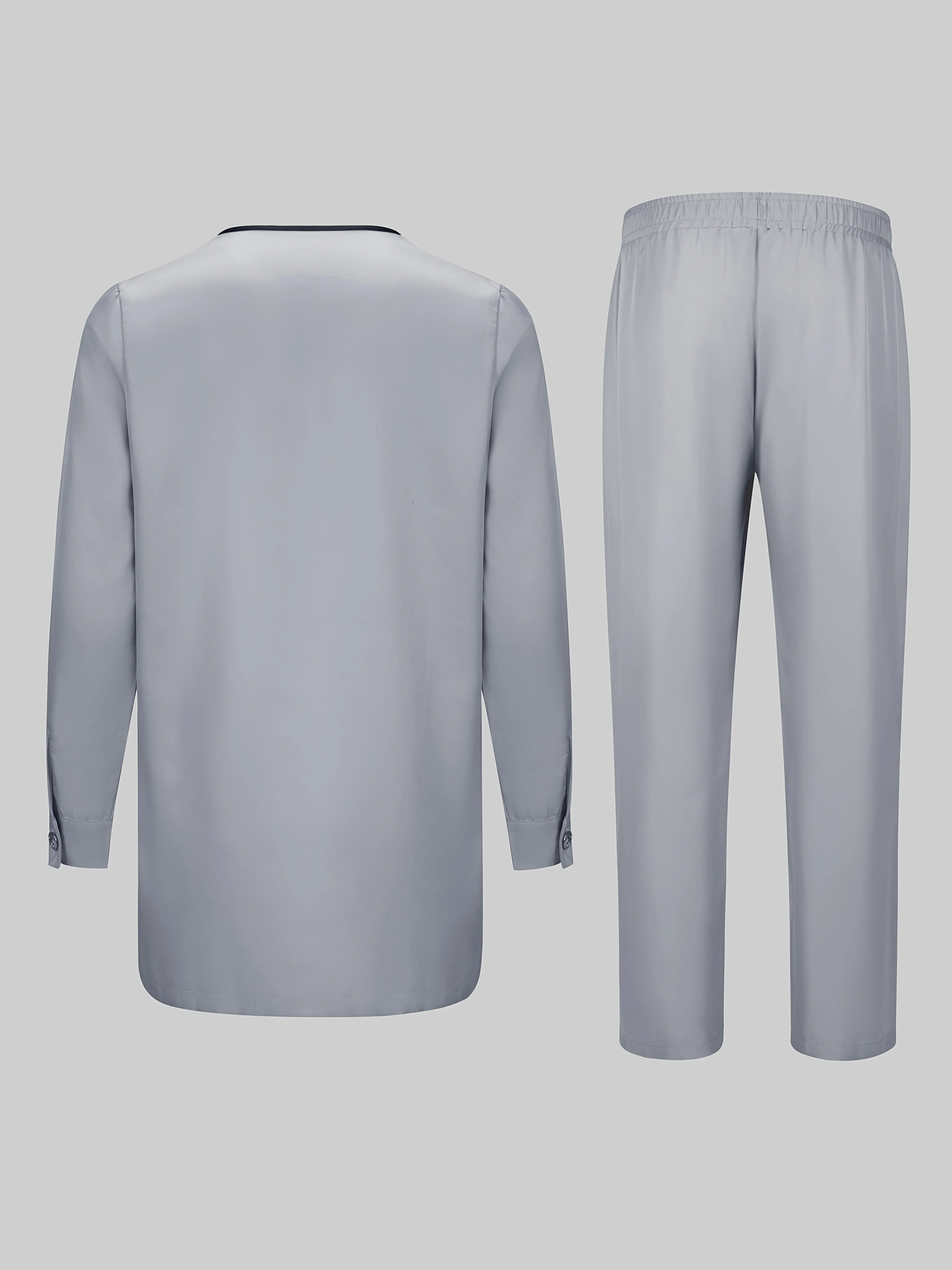 Riolio Men's Casual Long Sleeve Two-piece Set: Medium-Long Top and Pants