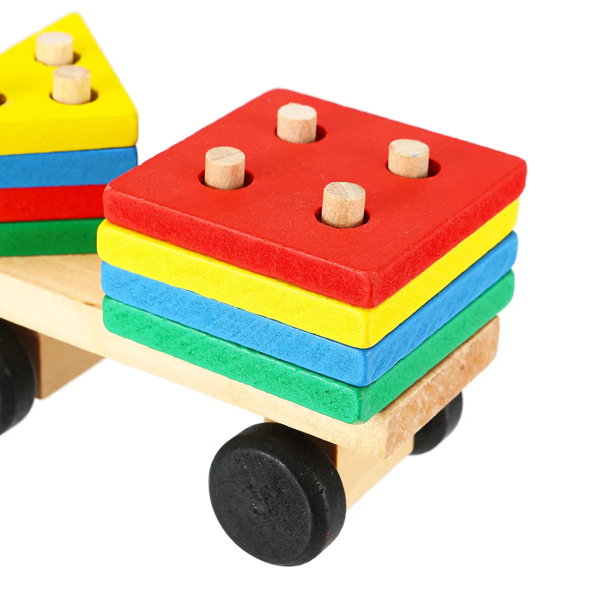 Train Truck Wooden Geometric Blocks Toys Kids Developmental Baby Educational Track Toys